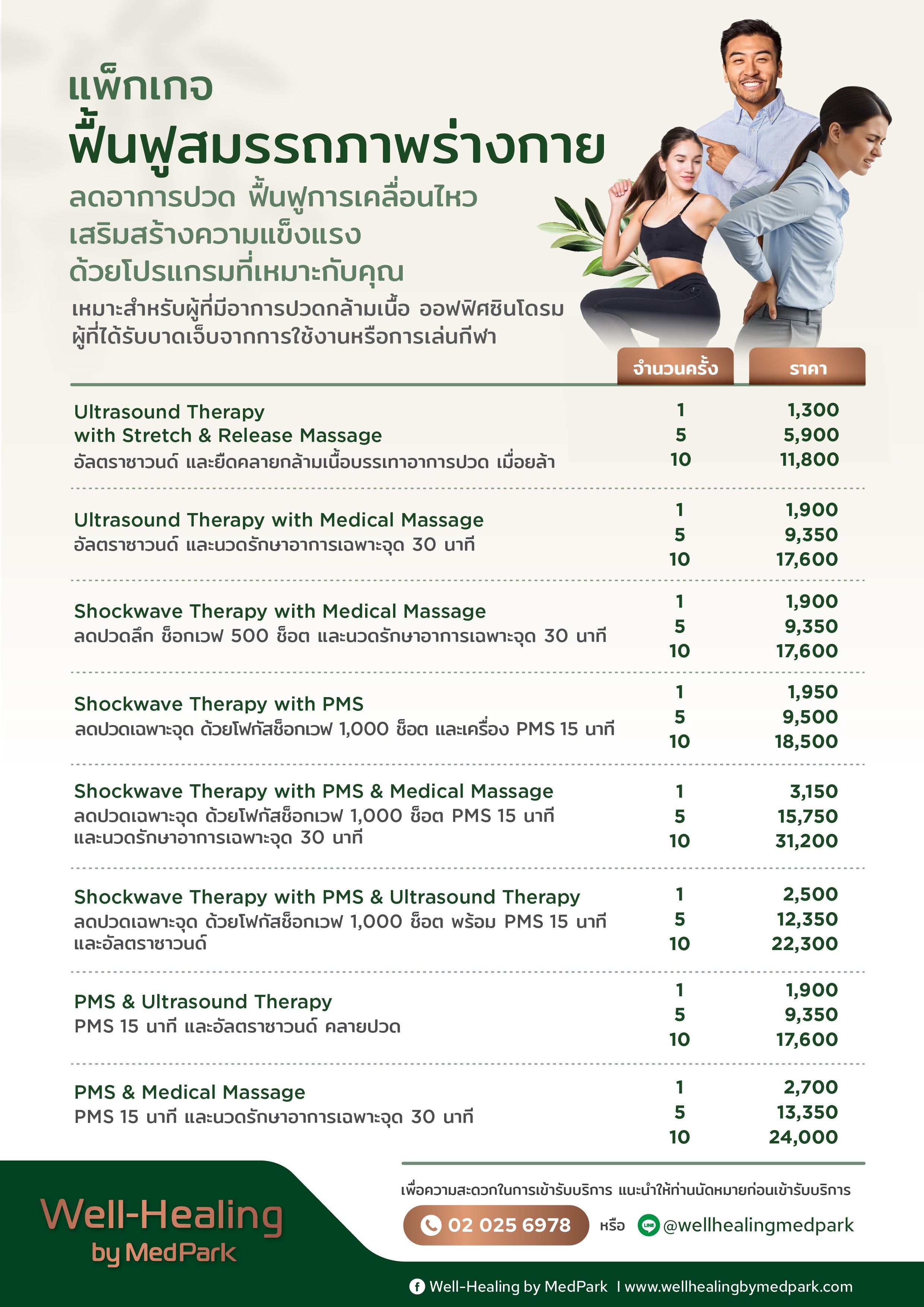 แพ็กเกจฟื้นฟูสมรรถภาพร่างกาย ให้การใช้ชีวิตเต็มประสิทธิภาพ 